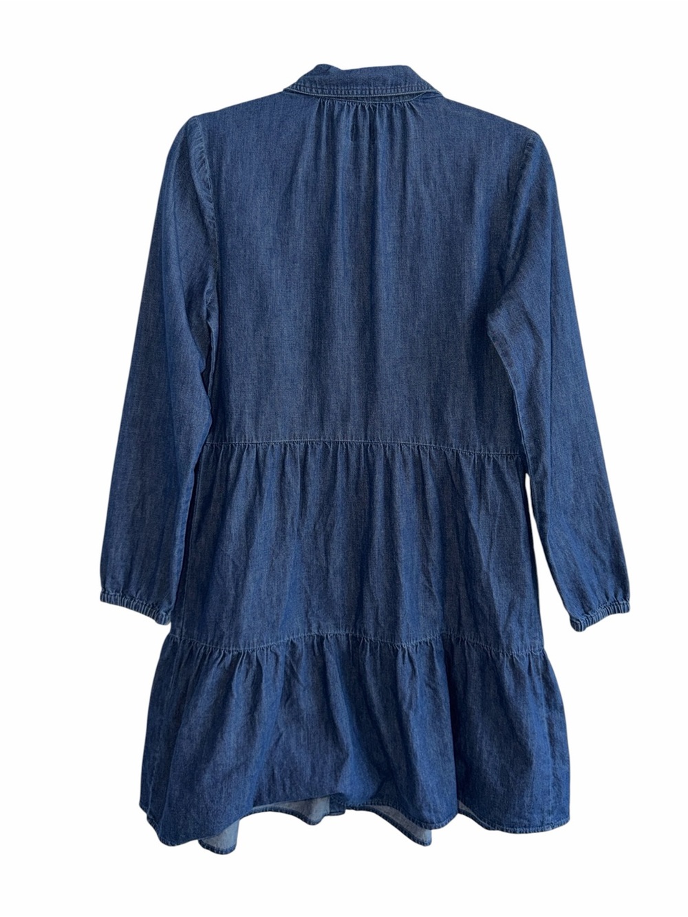 J Crew Chambray Shirt Dress‎ Blue Denim Button Front Tiered Mini size 4 - Picture 5 of 9